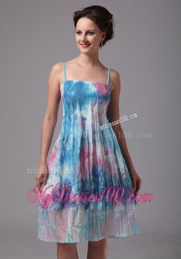 Printing Spaghetti Straps Knee-length Party Dresses For Custom Made