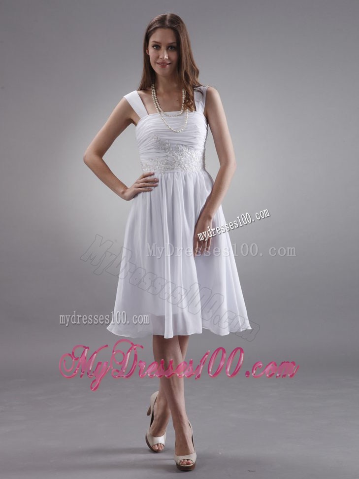 Straps Party Dresses With Appliques Knee-length For Custom Made