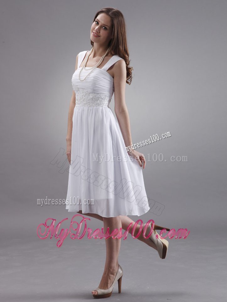 Straps Party Dresses With Appliques Knee-length For Custom Made