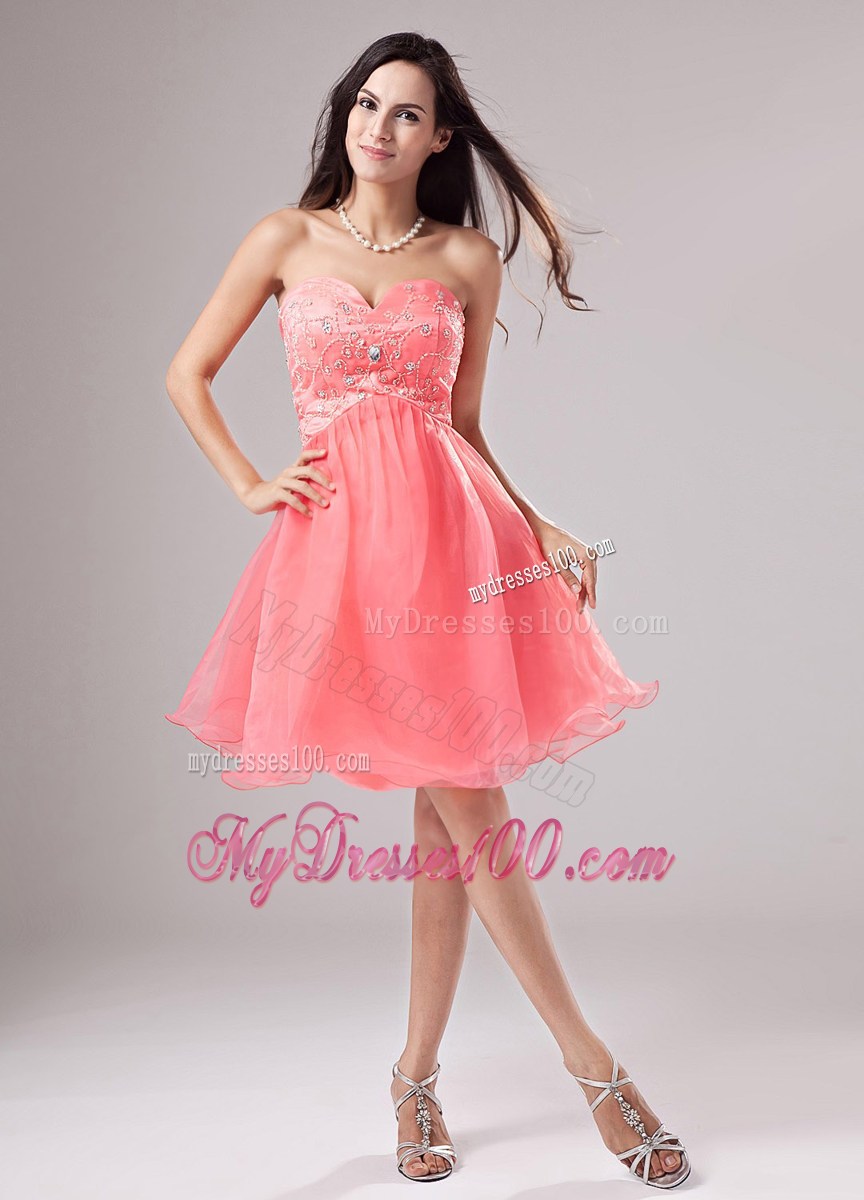 Watermelon Sweetheart Beading Mini-length Party Dresses