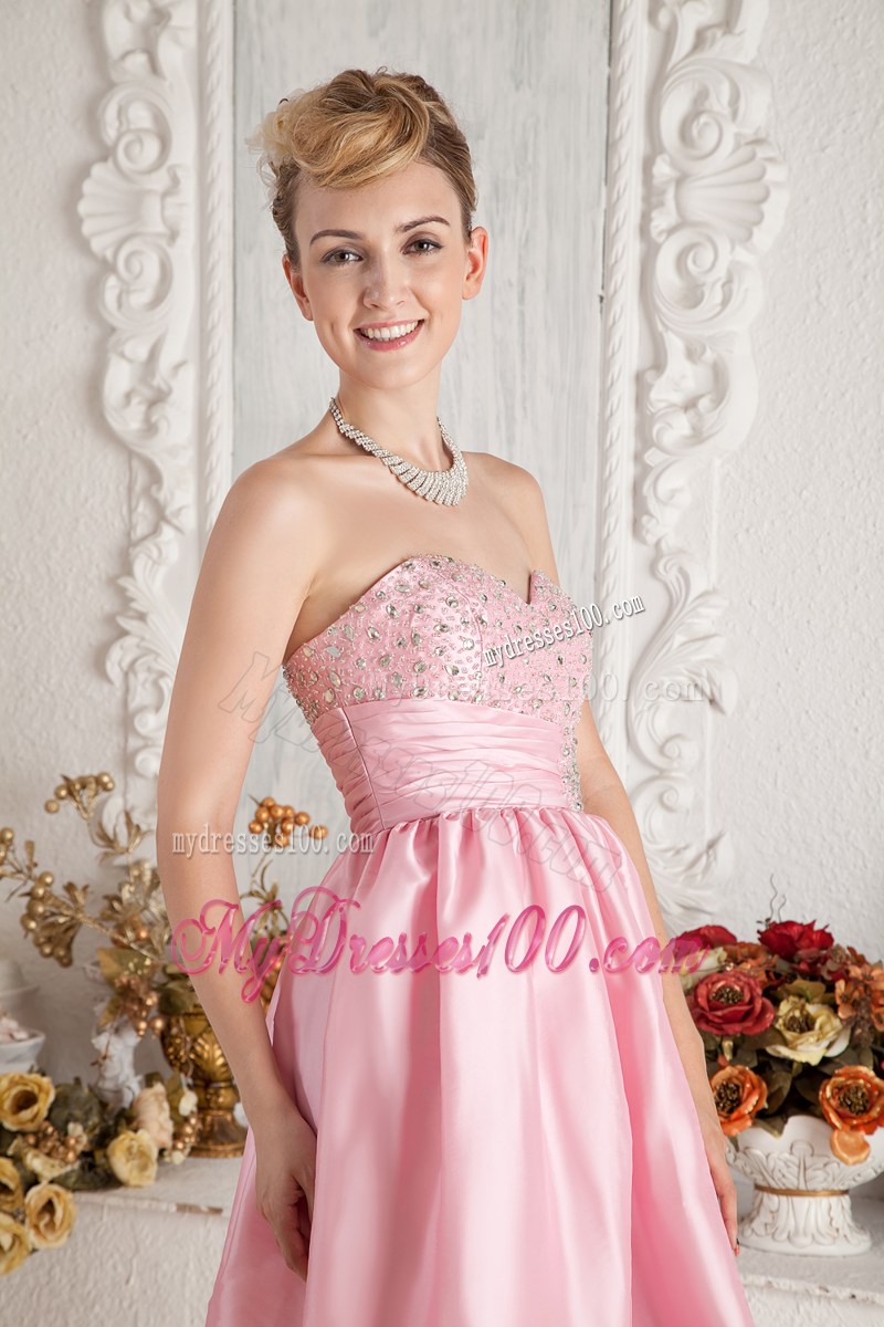 Baby Pink Sweetheart Short Party Dress Beading Knee-length