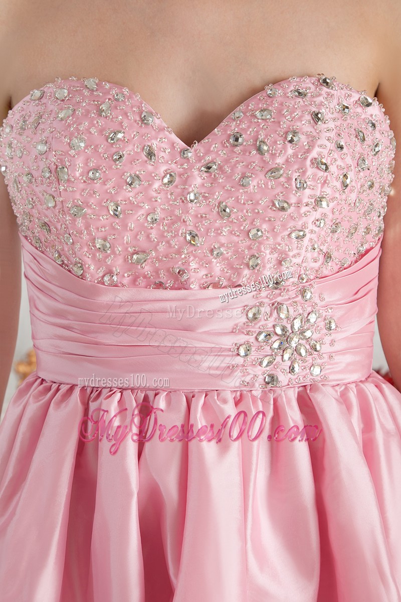 Baby Pink Sweetheart Short Party Dress Beading Knee-length