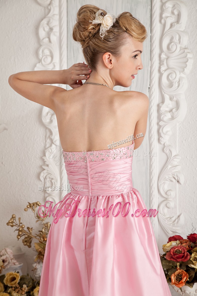 Baby Pink Sweetheart Short Party Dress Beading Knee-length