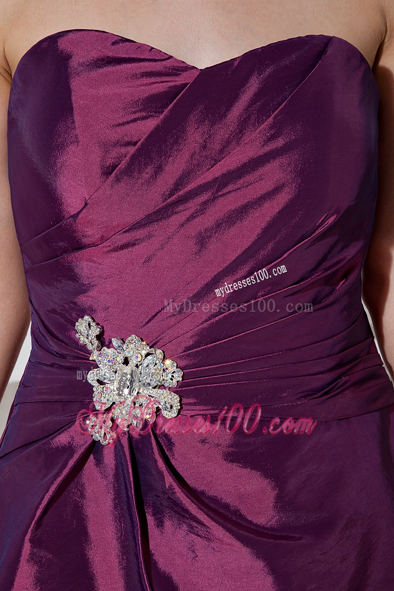 Dark Purple Knee-length Appliques With Beading Party Dress