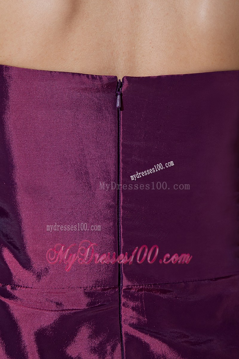 Dark Purple Knee-length Appliques With Beading Party Dress