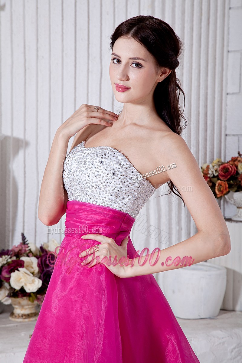 Hot Pink Sweetheart Short Party Dresses Beading Mini-length