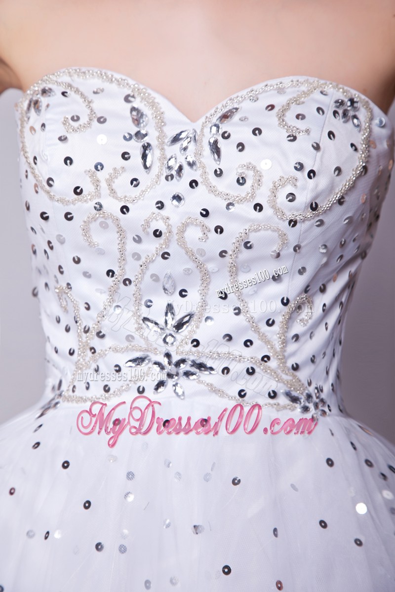 2013 White Sweetheart Party Dresses Beading Mini-length
