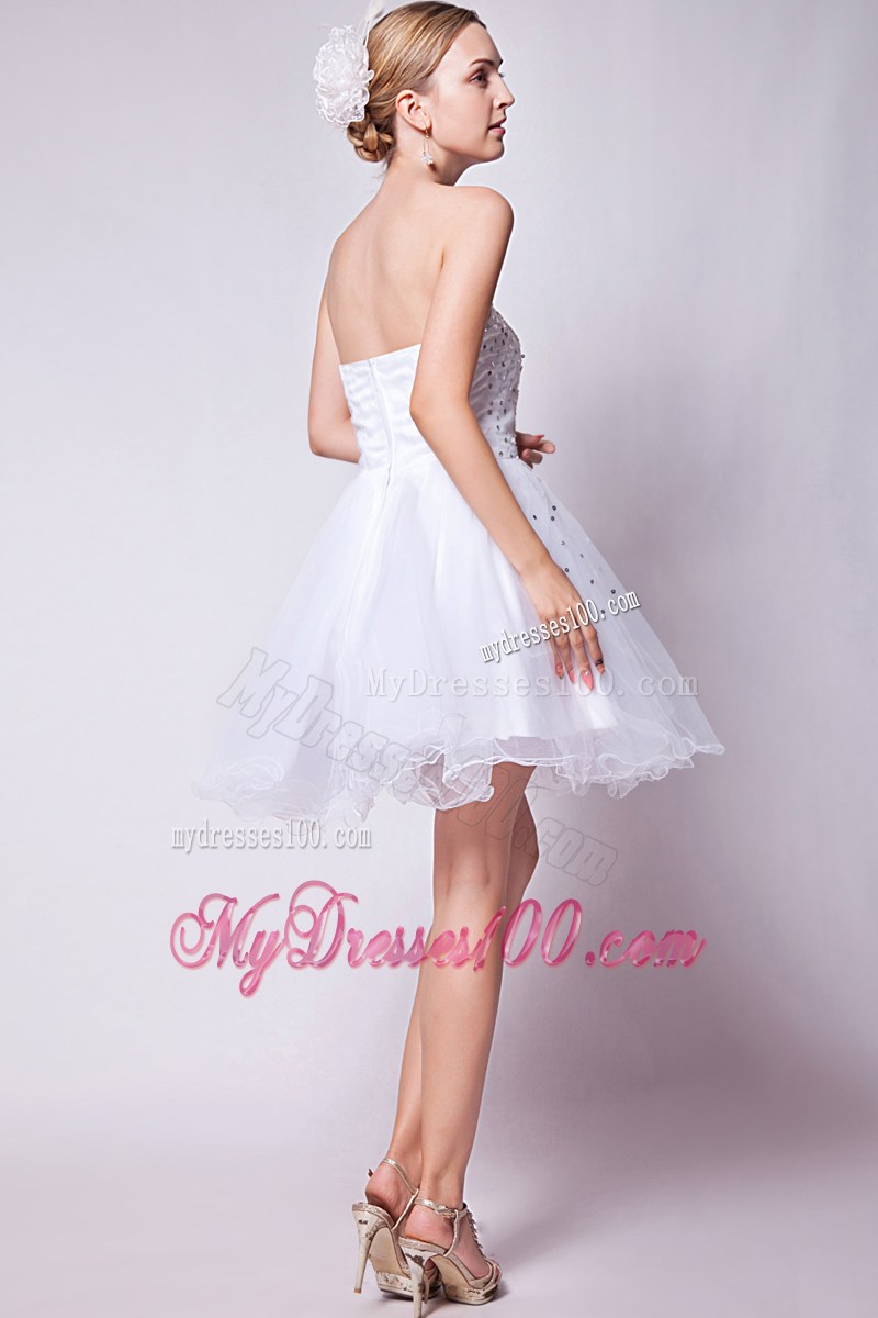 2013 White Sweetheart Party Dresses Beading Mini-length