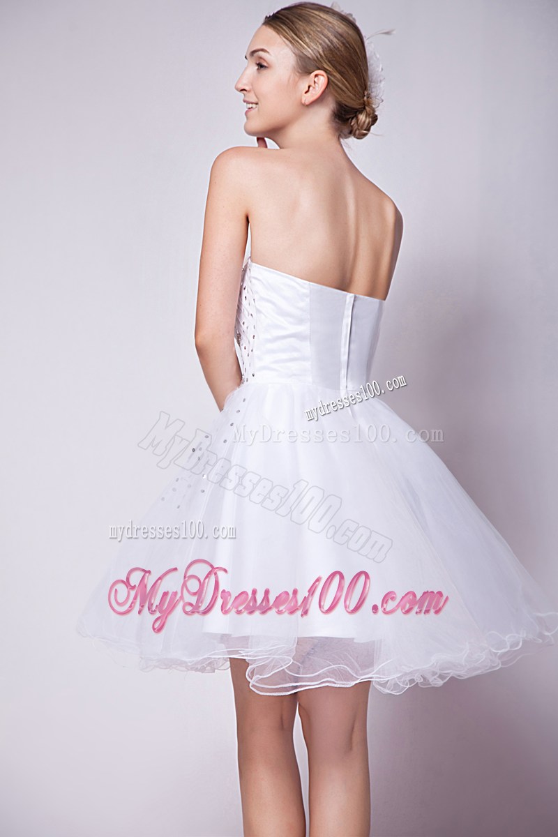 2013 White Sweetheart Party Dresses Beading Mini-length