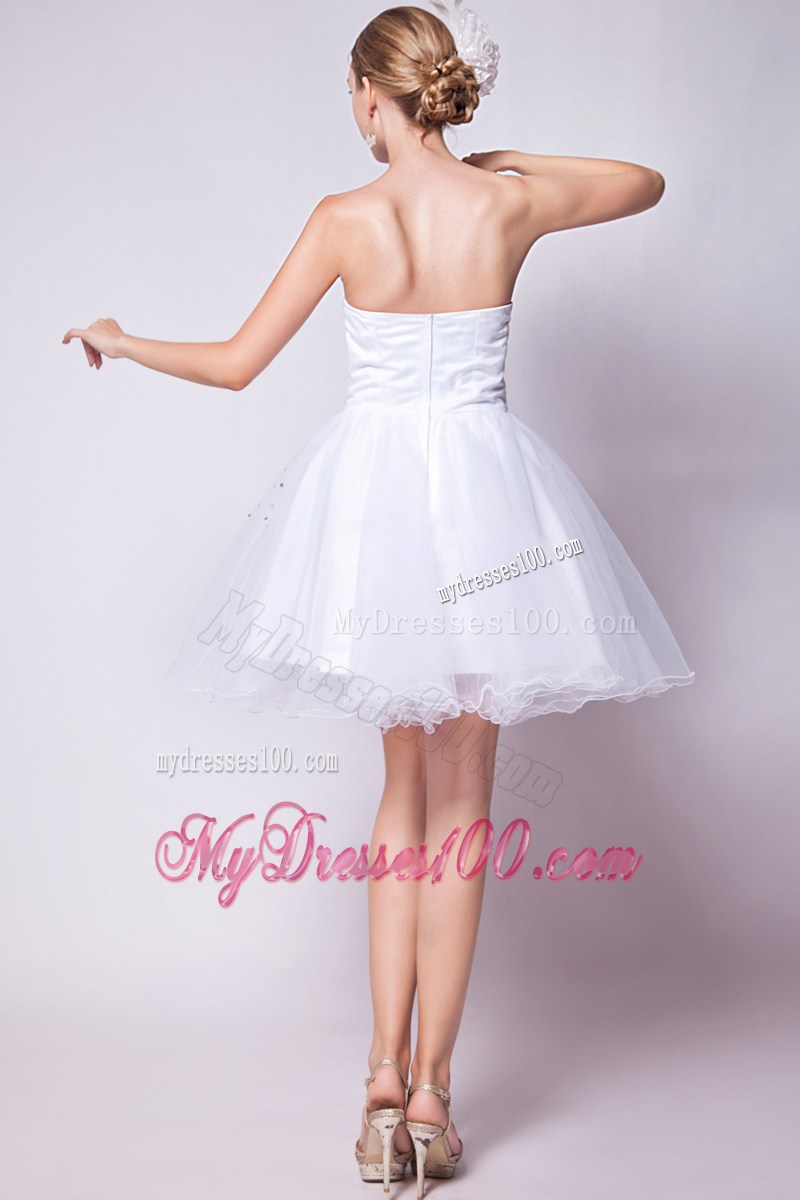 2013 White Sweetheart Party Dresses Beading Mini-length