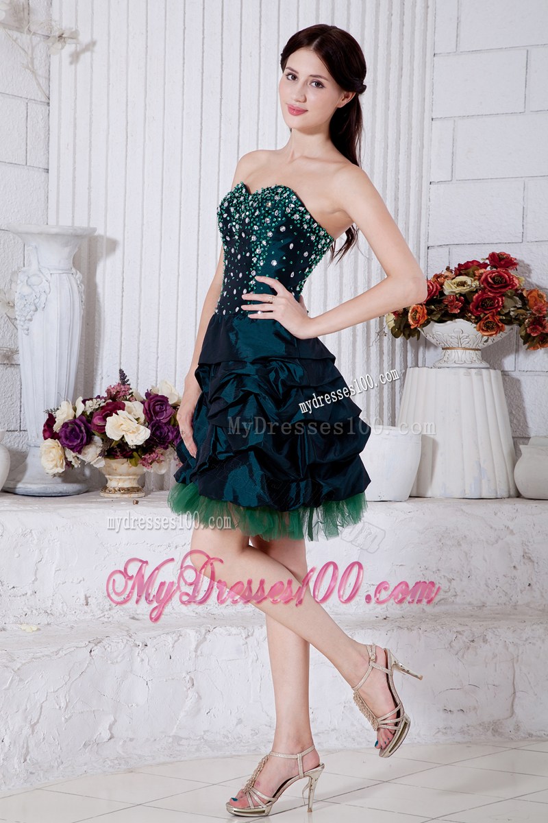 Simple Teal Princess Sweetheart Mini-length Beading Party Dresses