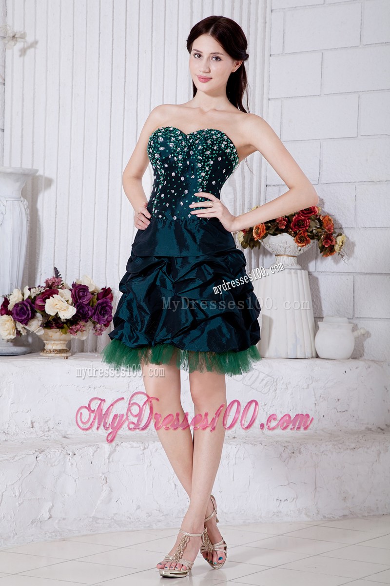 Simple Teal Princess Sweetheart Mini-length Beading Party Dresses