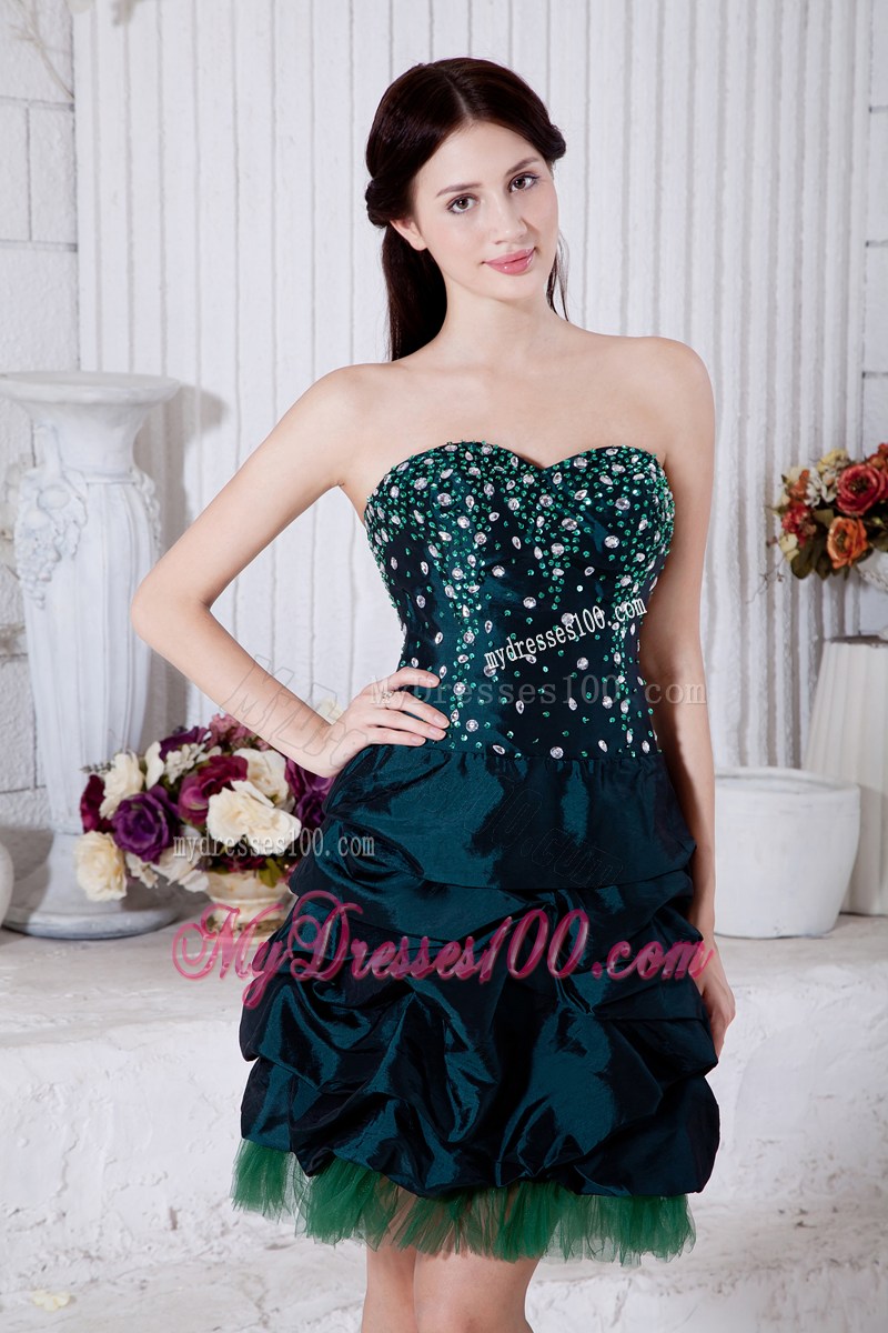 Simple Teal Princess Sweetheart Mini-length Beading Party Dresses