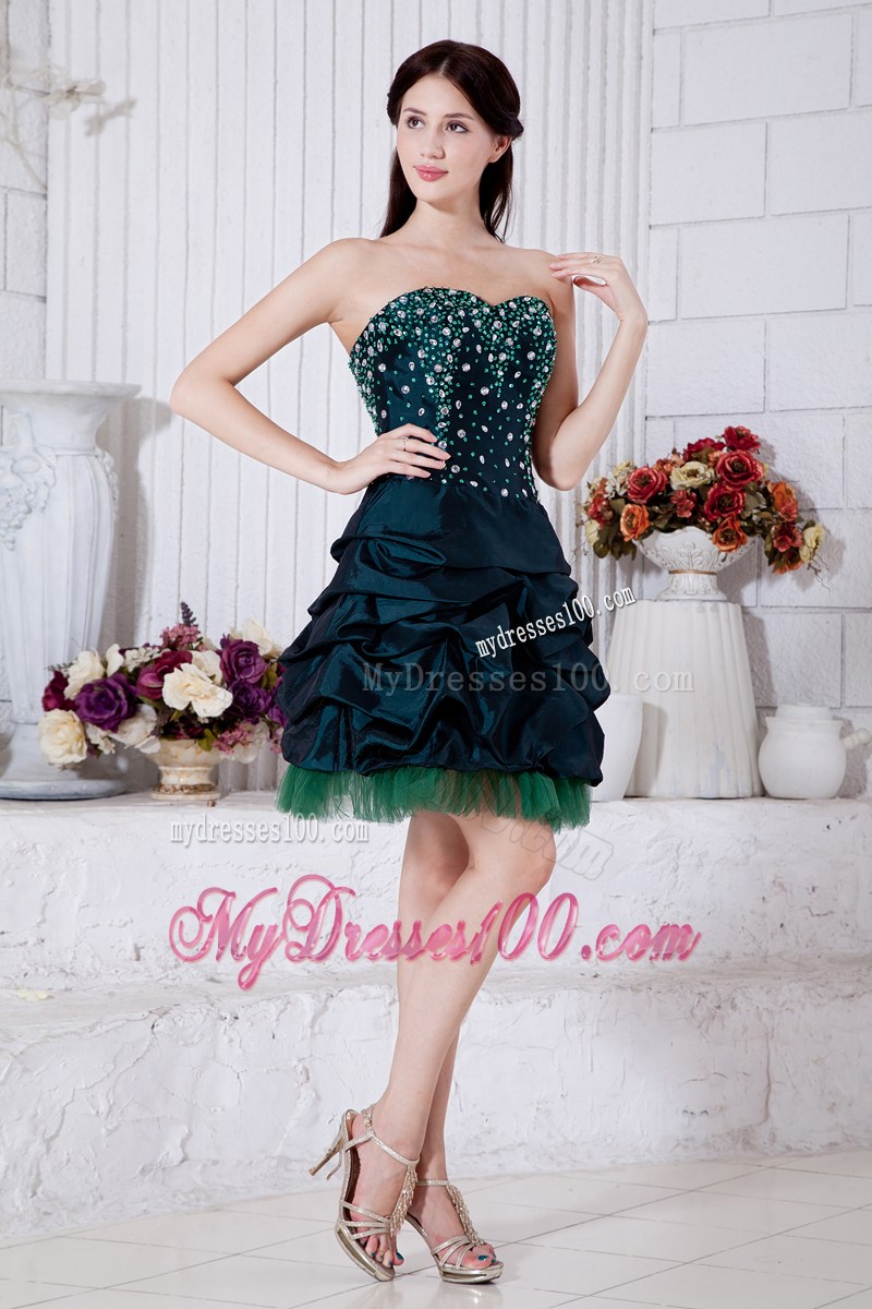 Simple Teal Princess Sweetheart Mini-length Beading Party Dresses