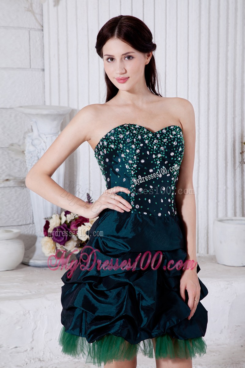 Simple Teal Princess Sweetheart Mini-length Beading Party Dresses