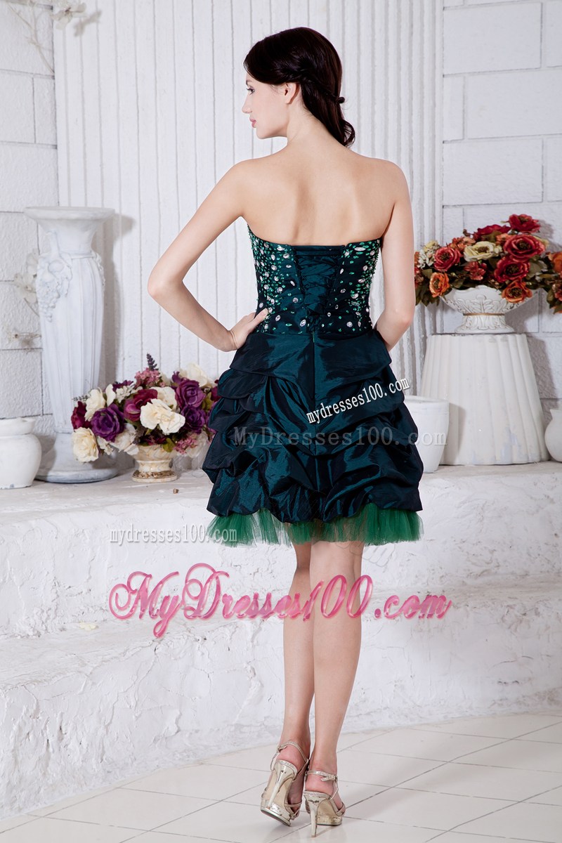 Simple Teal Princess Sweetheart Mini-length Beading Party Dresses