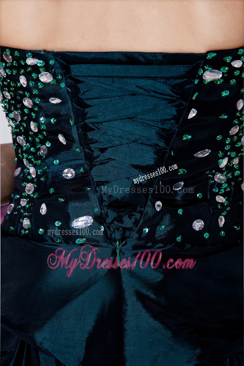 Simple Teal Princess Sweetheart Mini-length Beading Party Dresses