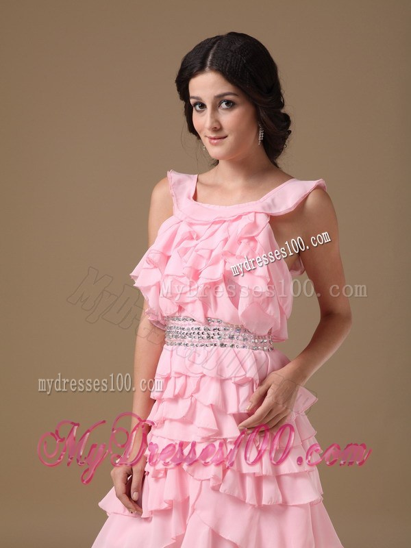 2013 Pretty Pink Princess Scoop Mini-length Beading Party Dresses