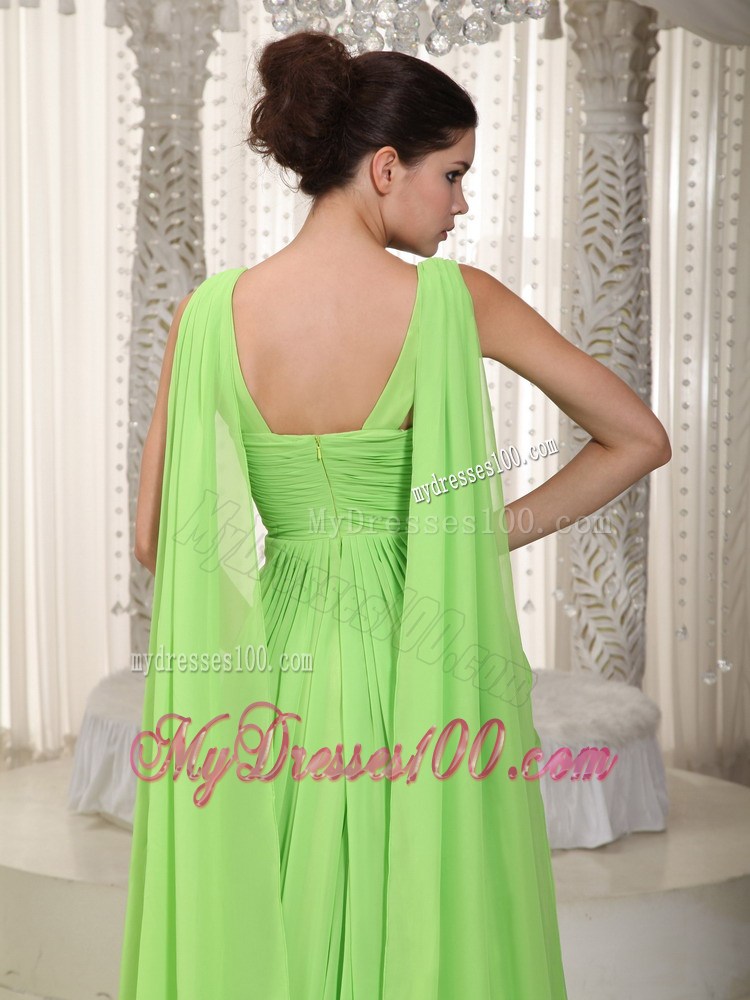 Spring Green Princess Empire V-neck Watteau Beading Party Dresses
