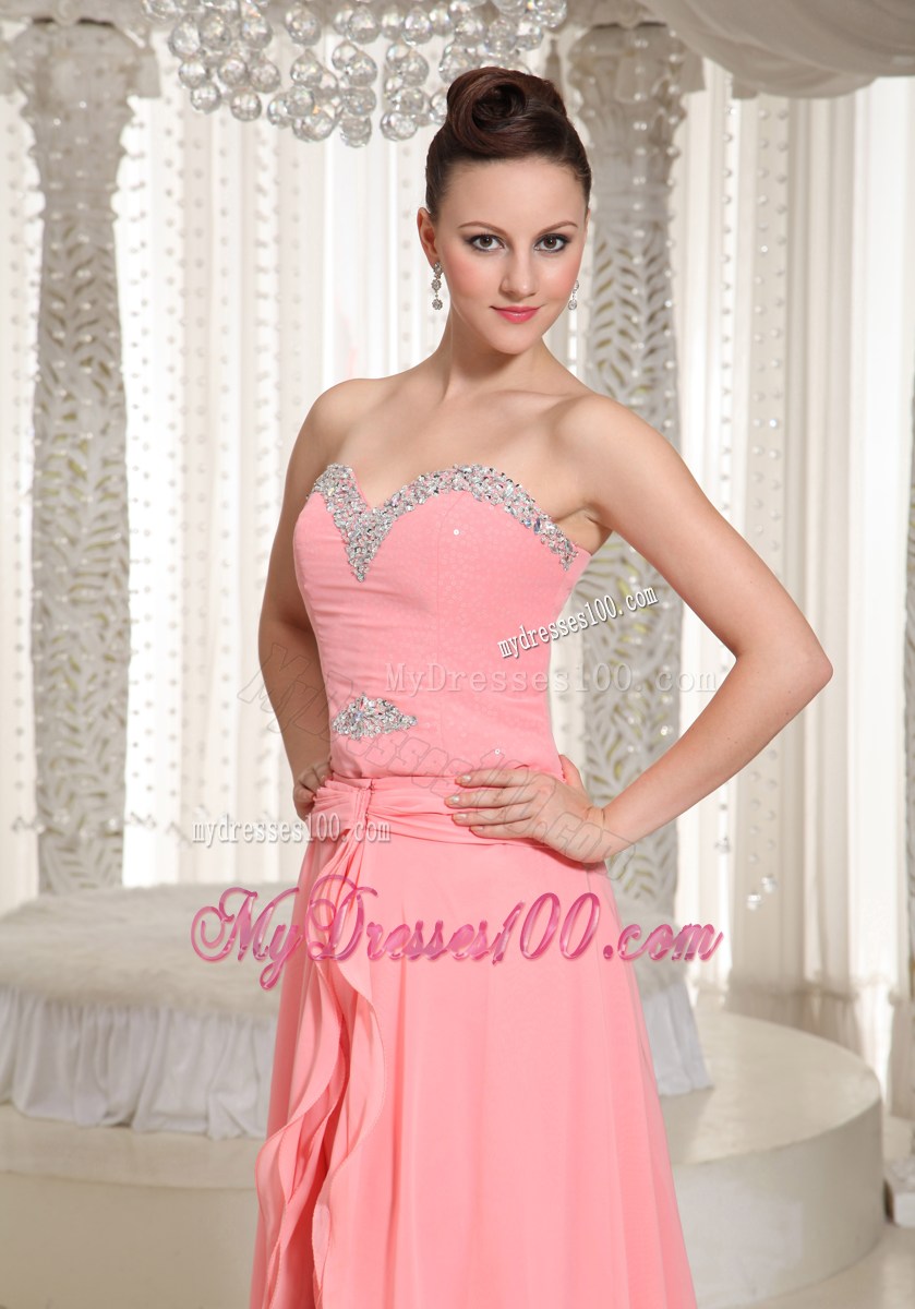Custom Made High-low Party Dresses With Watermelon Red Beading