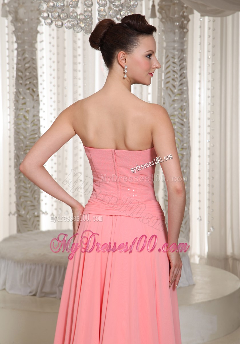 Custom Made High-low Party Dresses With Watermelon Red Beading