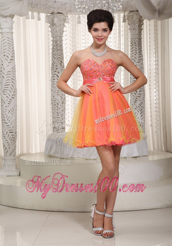 Beautiful Colorful Princess Sweetheart Beading Short Party Dresses