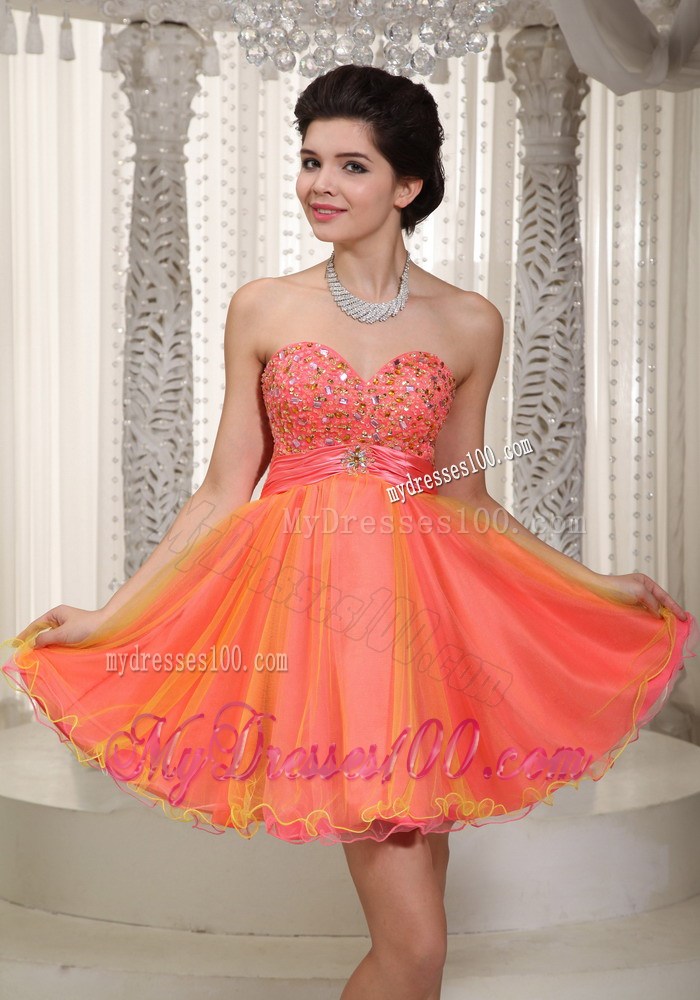 Beautiful Colorful Princess Sweetheart Beading Short Party Dresses