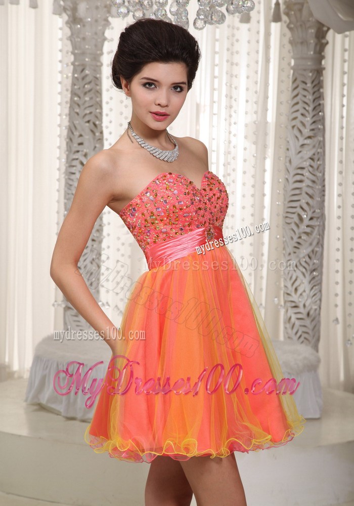 Beautiful Colorful Princess Sweetheart Beading Short Party Dresses