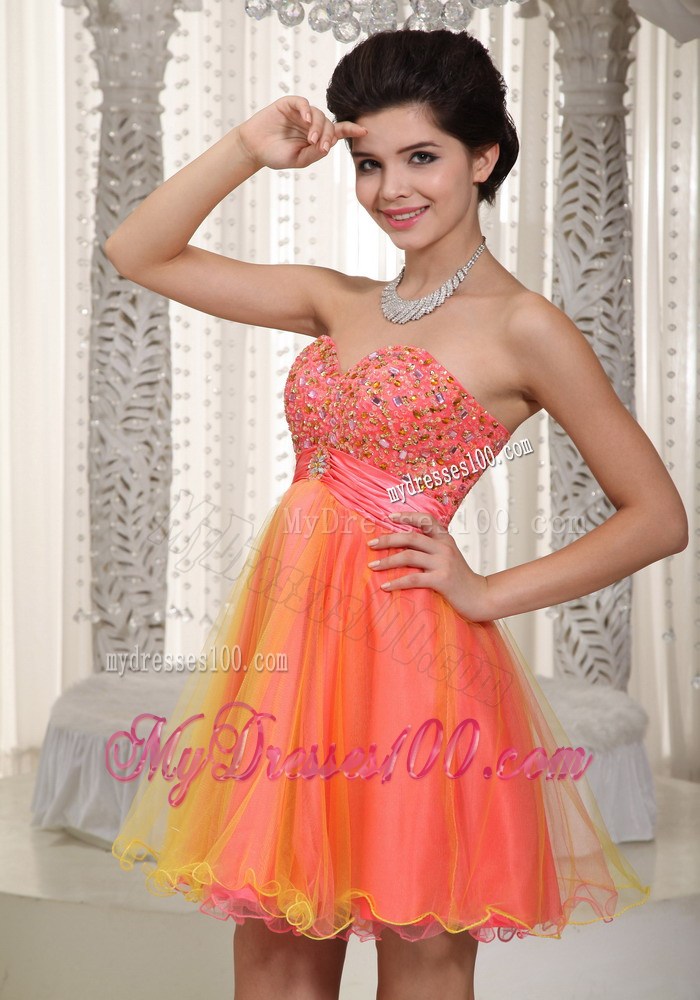 Beautiful Colorful Princess Sweetheart Beading Short Party Dresses