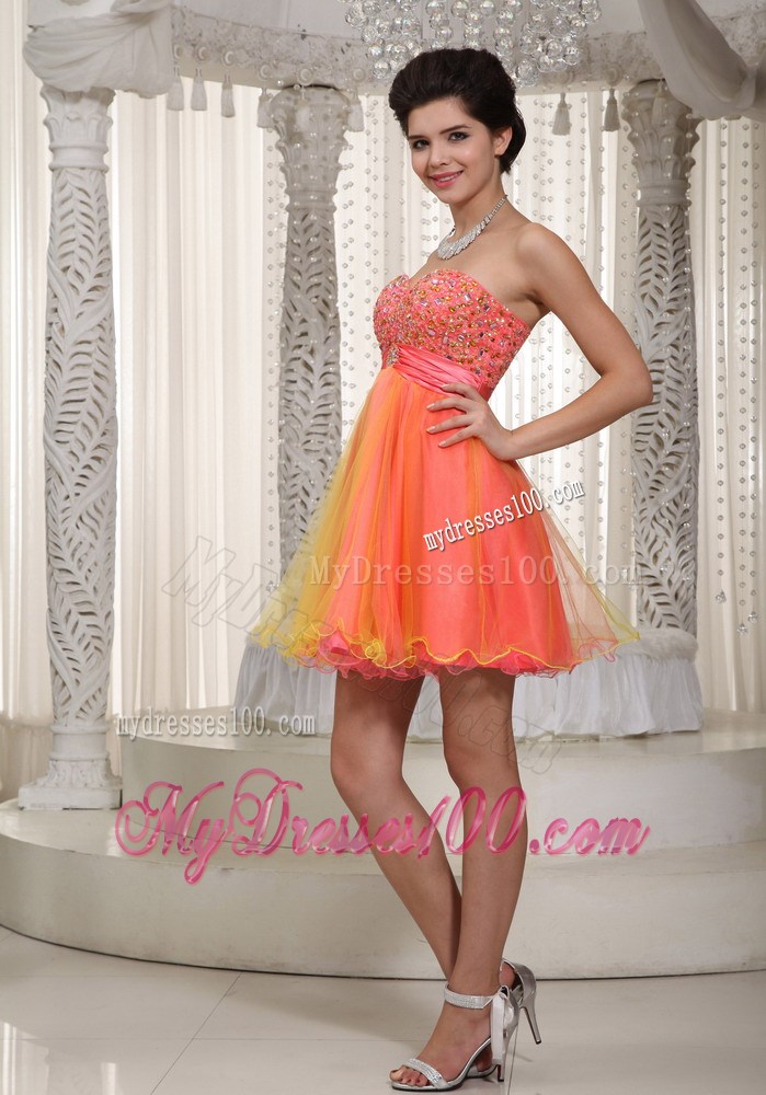 Beautiful Colorful Princess Sweetheart Beading Short Party Dresses