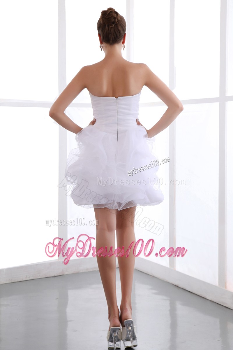 White Sweetheart Mini-length Hand Made Flower Party Dresses