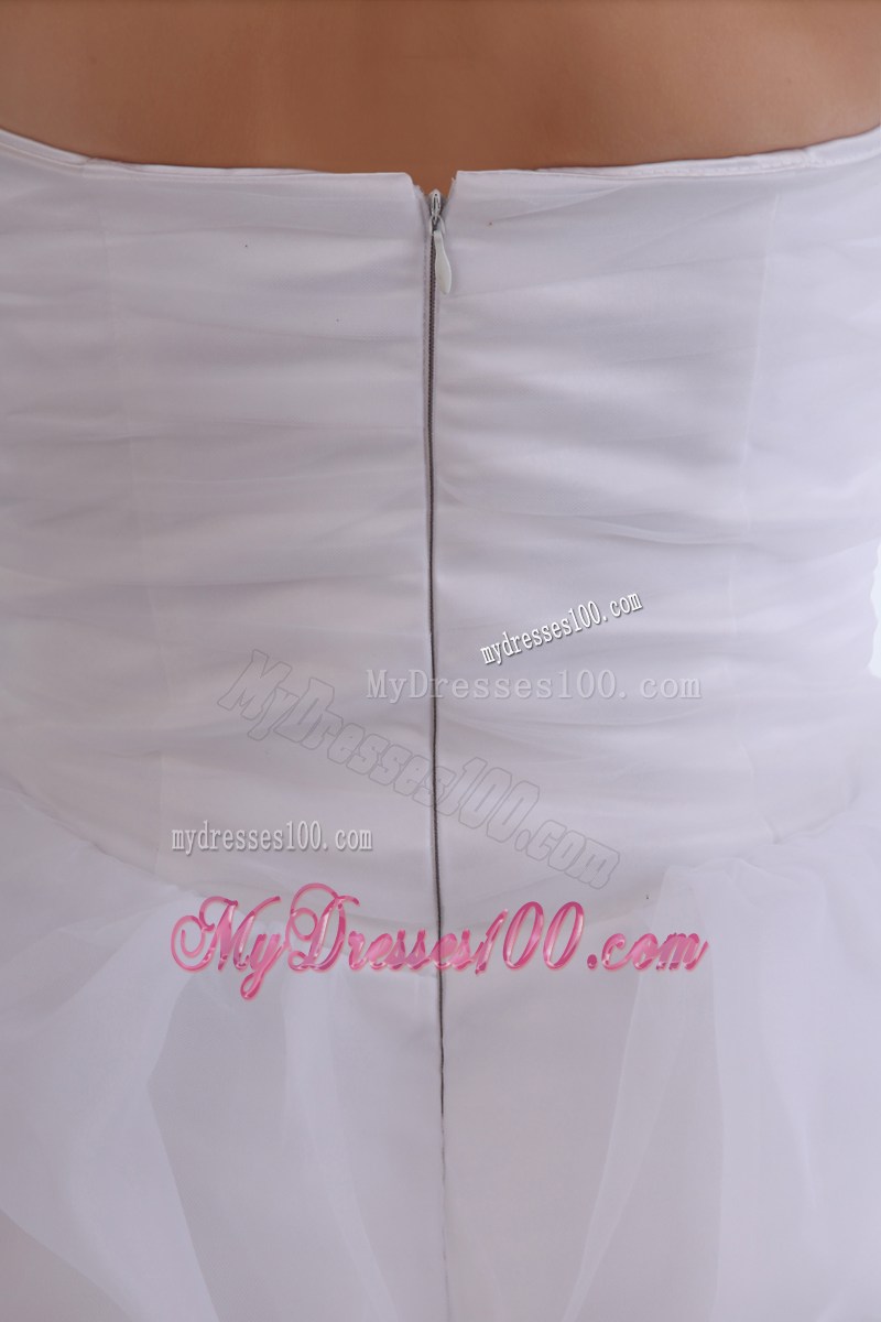 White Sweetheart Mini-length Hand Made Flower Party Dresses