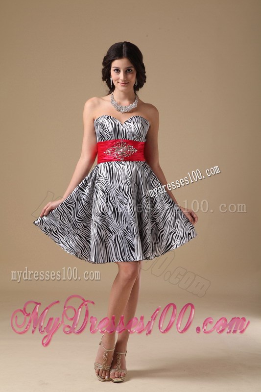 Sweet Princess Sweetheart Mini-length Zebra Beading Party Dress