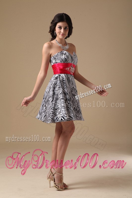 Sweet Princess Sweetheart Mini-length Zebra Beading Party Dress