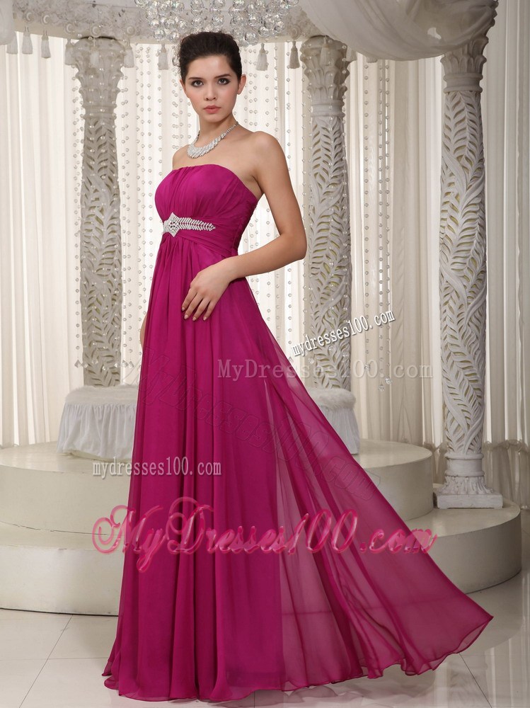 Popular Empire Strapless Floor-length Beading Prom Party Dresses