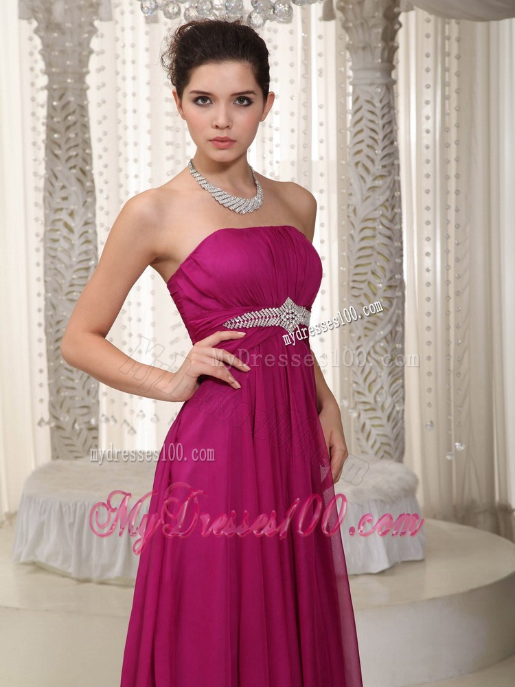 Popular Empire Strapless Floor-length Beading Prom Party Dresses