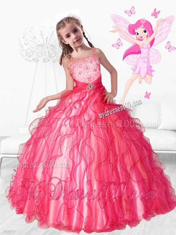 2016 Beautiful Beaded Party Girl Dress with Ruffles