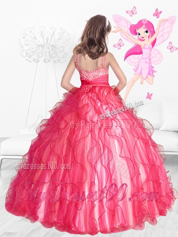 2016 Beautiful Beaded Party Girl Dress with Ruffles