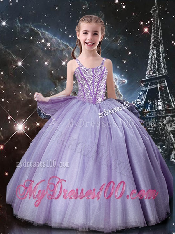 Classical Ball Gown Straps Party Girl Dress in Lavender