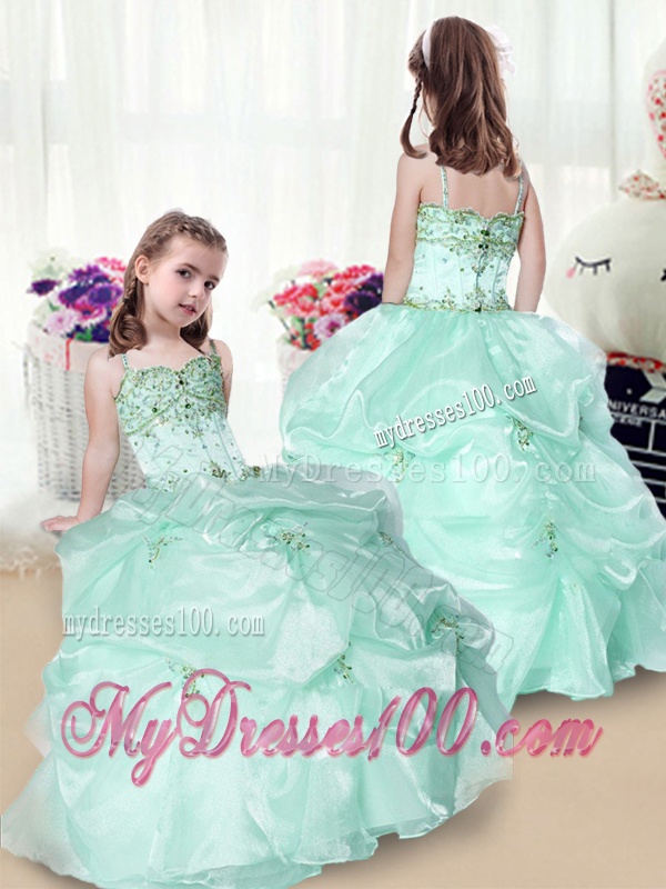 Elegant Beading and Appliques Party Girl Dress in Apple Green
