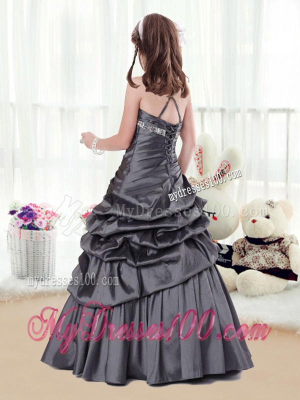 Elegant Beading and Pick Ups Party Girl Dress in Grey