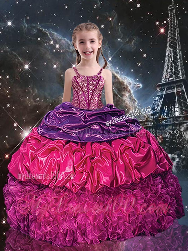 Gorgeous Ball Gown Straps Taffeta and Organza Party Girl Dress for 2016