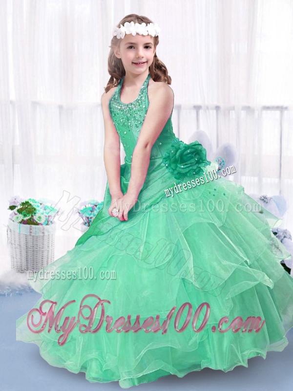 Luxurious Ball Gown Halter Top Party Girl Dress