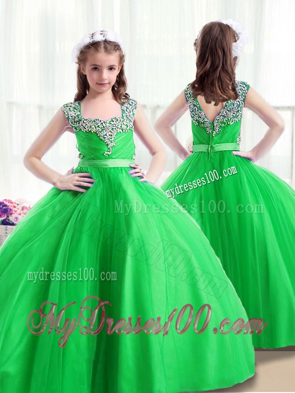 New Arrivals Square Green Party Girl Dress with Beading