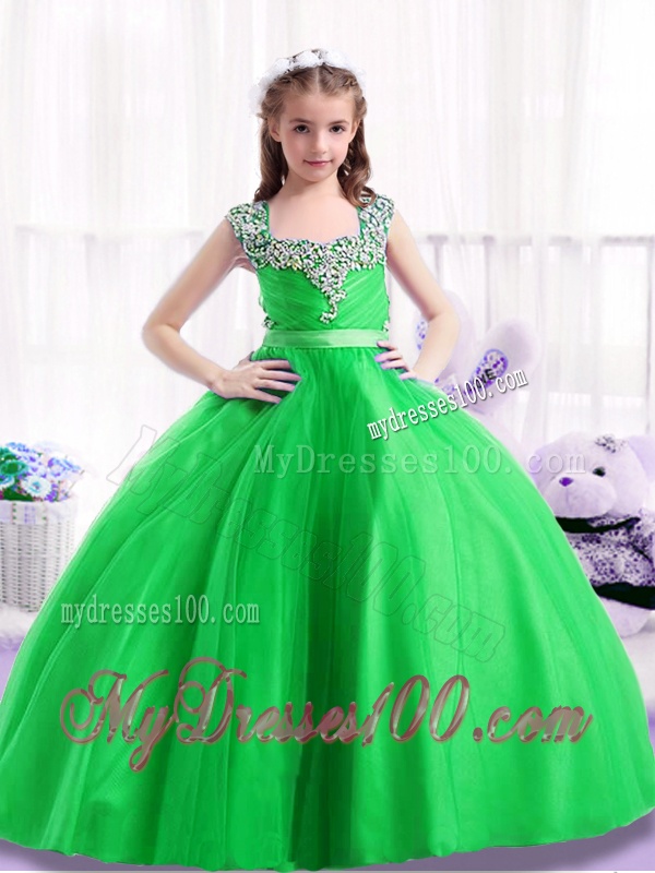 New Arrivals Square Green Party Girl Dress with Beading