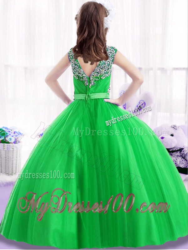 New Arrivals Square Green Party Girl Dress with Beading