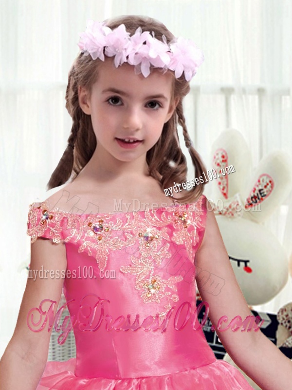 New Style Off the Shoulder Party Girl Dress with Appliques