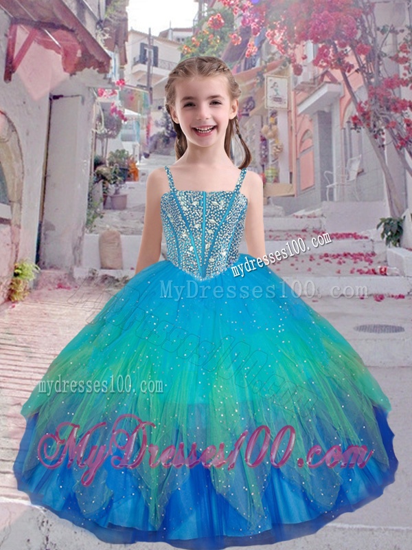 Perfect Straps Multi Color Party Girl Dress with Beading