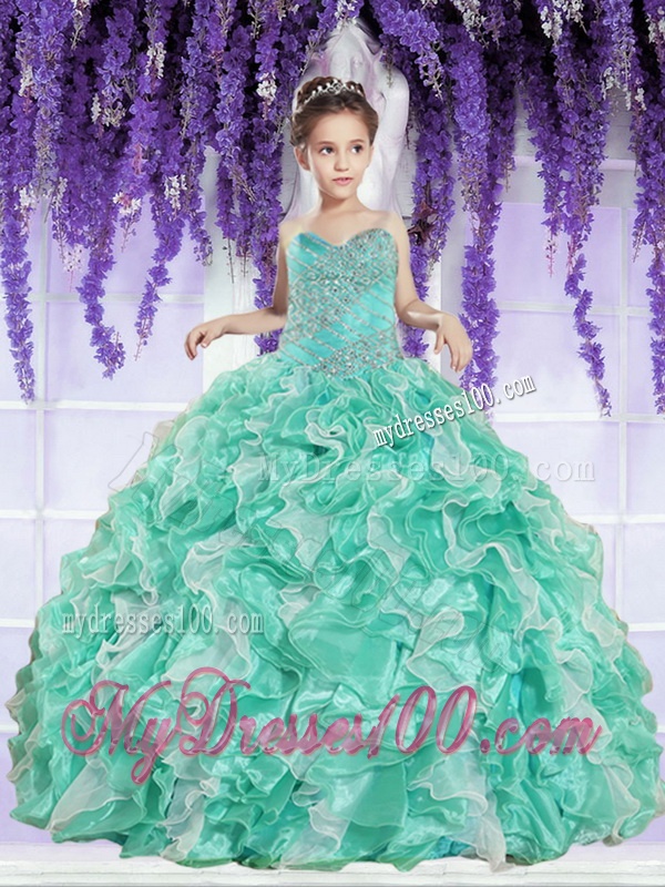 Ruffles and Beaded Decorate Party Girl Dress in Apple Green