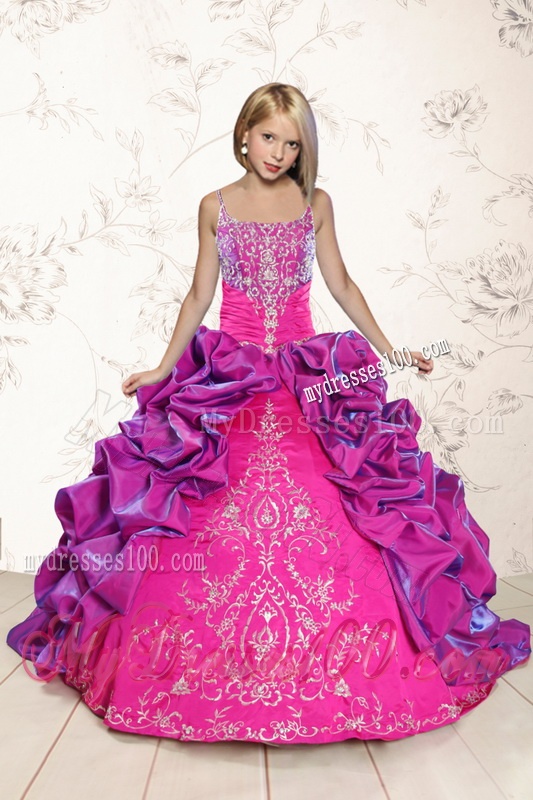 Trendy Coral Red and Purple Party Girl Dress with Appliques and Pick Ups for 2016 Spring